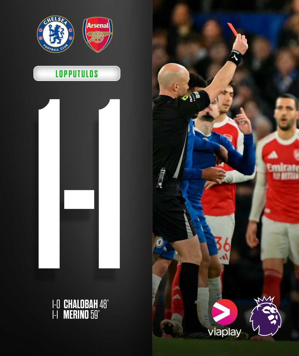 Kuuma Lontoon paikallispeli päätty 1-1 tasuriin! 😮‍💨🥵

Moises Caicedo passitettiin suihkuun punaisella jo pelin ensimmäisellä puoliajalla. 🫣🟥

#Valioliiga