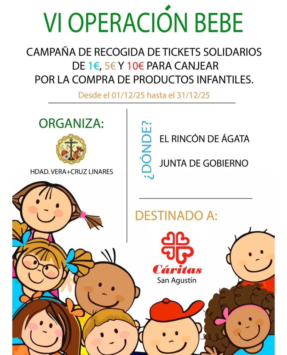 🟢 VI OPERACIÓN BEBÉ | #VeraCruzLinares

Un año más, desde la Hermandad de la Vera+Cruz de Linares ponemos en marcha esta campaña tan especial para ayudar a las familias que más lo necesitan.