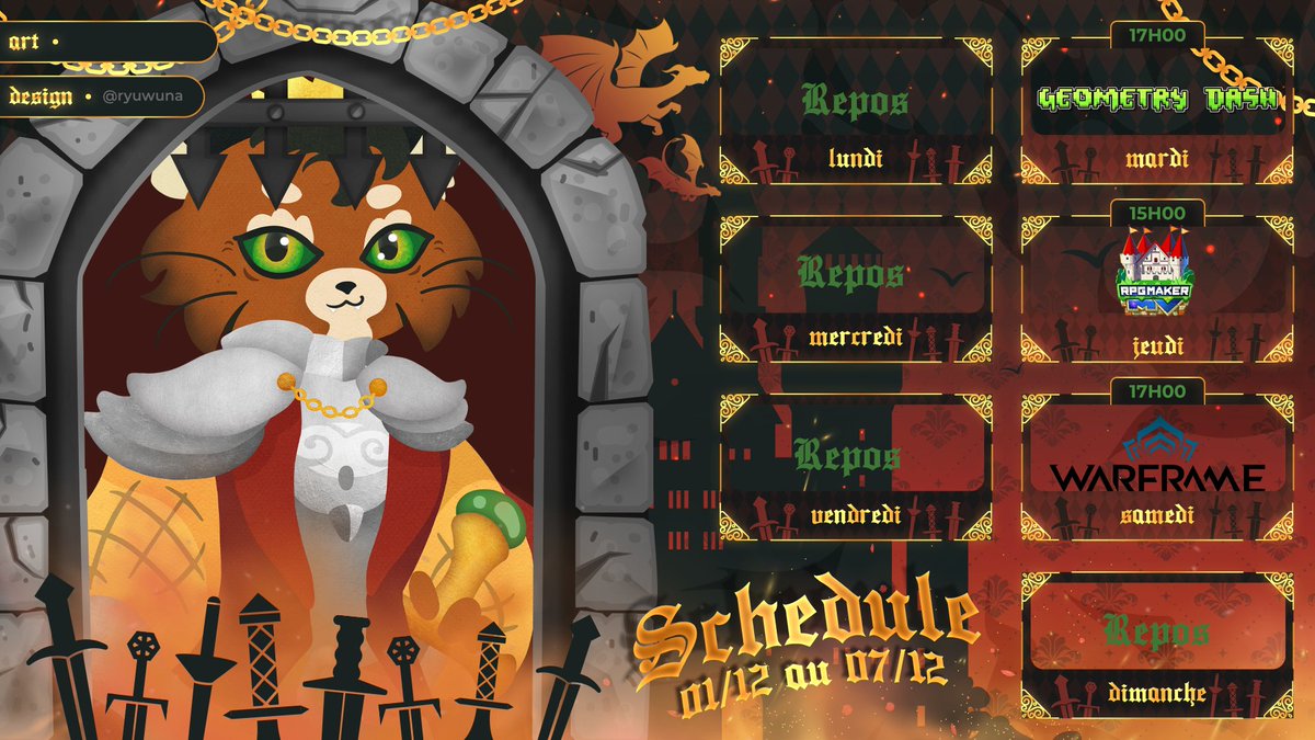 SeigneurEXZOR's tweet image. Salutation à tous les khajiits !

Voici le planning de la semaine =^w^=

On se retrouve Mardi à 17h pour du Geometry Dash !

Des bisous =^w^=
#vtuber #vtuberfr #planning