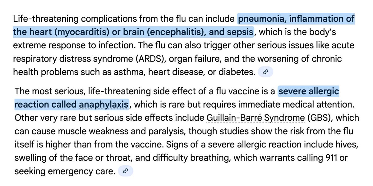 MillieCordelia's tweet image. Nope, it&apos;s the odds. The risk of developing GBS after a flu infection is several times greater than after a flu shot. Allergic reactions can occur from any medication, and many foods. Get vaccinated, it&apos;s a no-brainer.