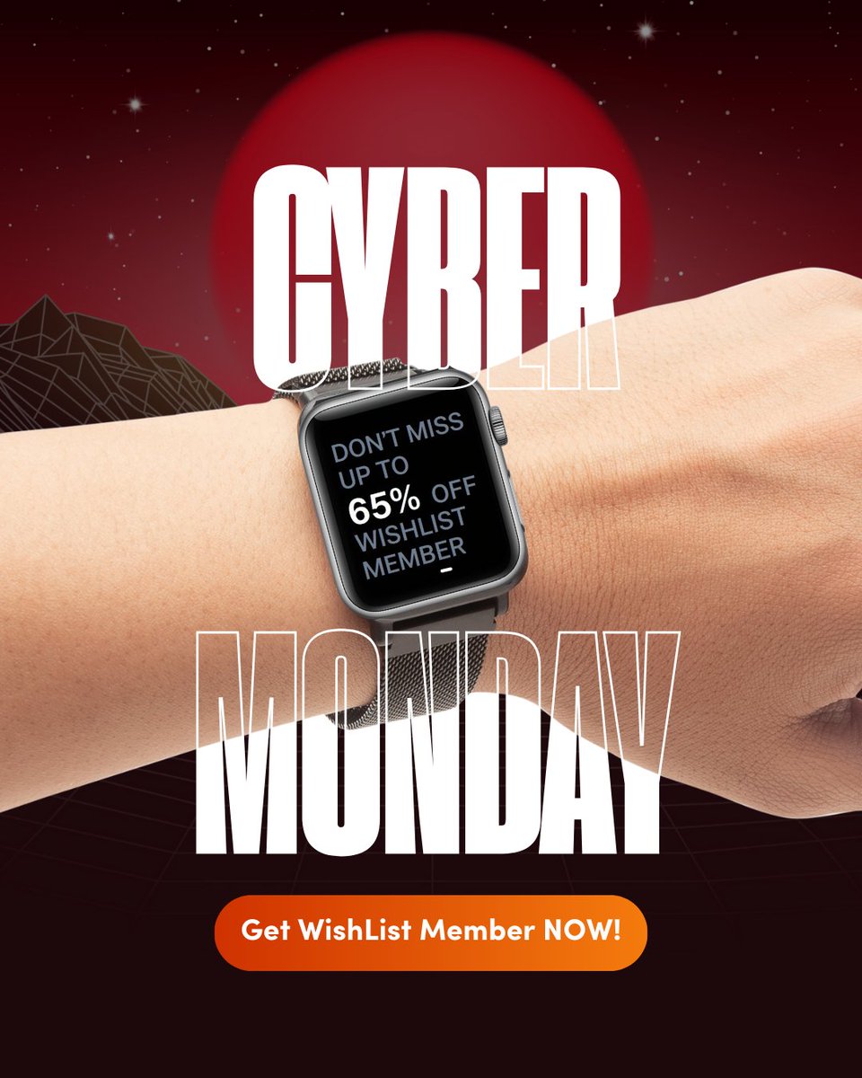 ⏳ The clock is ticking! Don’t miss your chance to grab UP TO 65% OFF #WishListMember this Cyber Monday. Protect, automate, and grow your membership site before it’s too late! 🚀 Use code BF2025 before midnight.
Beat the clock 👉 wishlistmember.com/pricing/
#CyberMonday