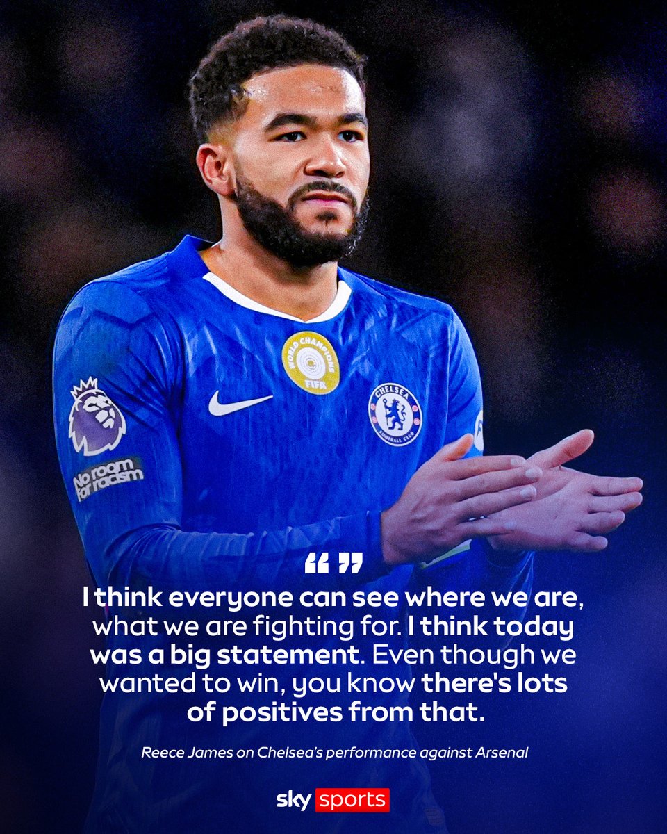 SkySportsPL's tweet image. Reece James thinks that there are positives to take from Chelsea&apos;s performance against Arsenal, despite not winning the match 📈🔵