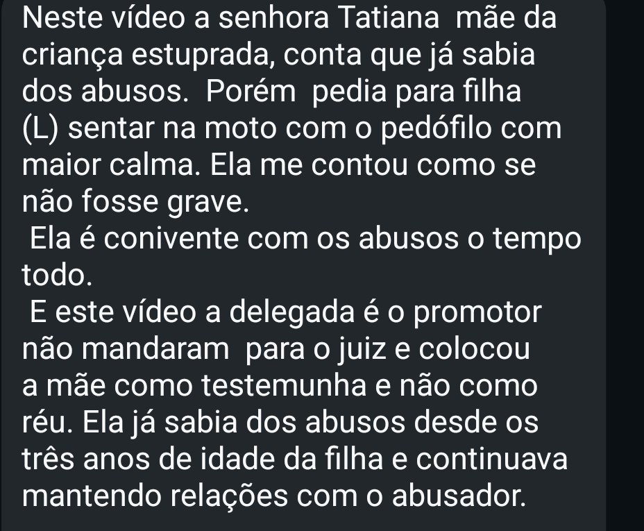 camilaabdo_'s tweet image. Outra denúncia que estou trabalhando e já mandei tudo para a delegada do NOAD. Vi o vídeo da criança (hj com 8 anos) pedindo ajuda porque não aguenta mais e relata o que acontece. A mãe, além de saber de tudo, fala na maior naturalidade que a outra filha também passou por isso e…
