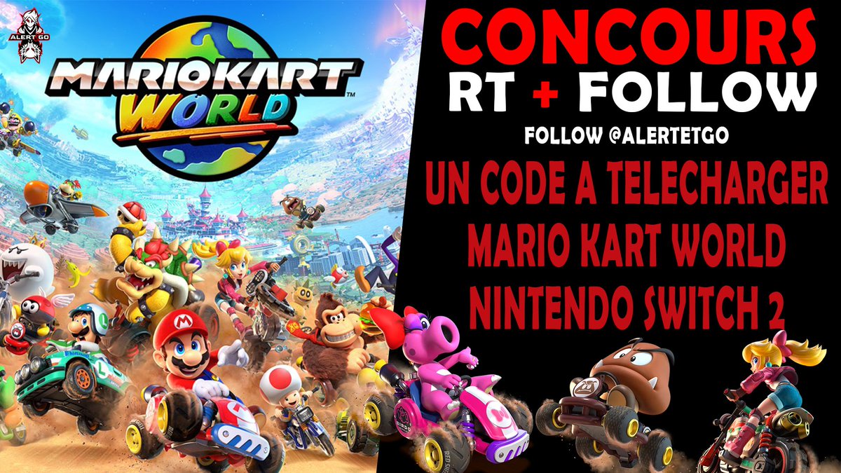AlertEtGo's tweet image. 🎁 Concours à gagner un code pour le jeu Mario Kart World sur Nintendo Switch 2
➡️ Follow @AlertEtGo
➡️ RT ce tweet
Fin le 11 décembre pour un beau cadeau de Noël 

#MarioKartWorld #Concours #NintendoSwitch2