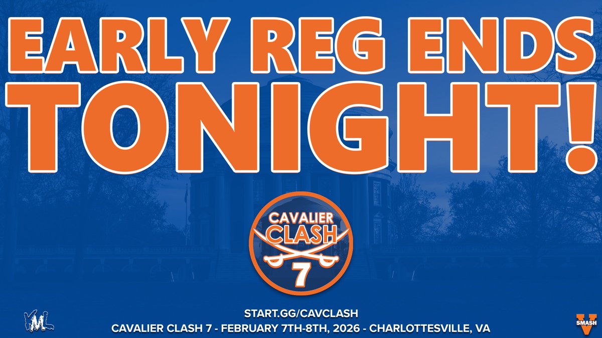 🚨EARLY REGISTRATION FOR CAVALIER CLASH 7 CLOSES TONIGHT!!!! SIGN UP WHILE WERE AT OUR LOWEST PRICE EVER!!!!!!🚨

Join us for Central Virginia's next SUPERMAJOR??? with Cav Clash 7 on February 7th-8th, 2026!!! ⚔️

Register at the link below! ⬇️