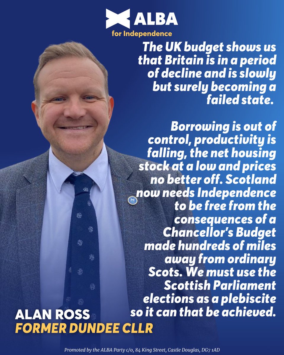 Scotland does not need more of Westminster's economic failure.

It needs #ScottishIndependence.

Vote <a href="/AlbaParty/">ALBA Party</a> on the list in 2026 to #maxtheyes.

#ListVoteALBA #dundee #ScottishPolitics #Scotland #holyrood #AlbaForIndependence #albaonthelist #campaigning #Indy #UKPolitics