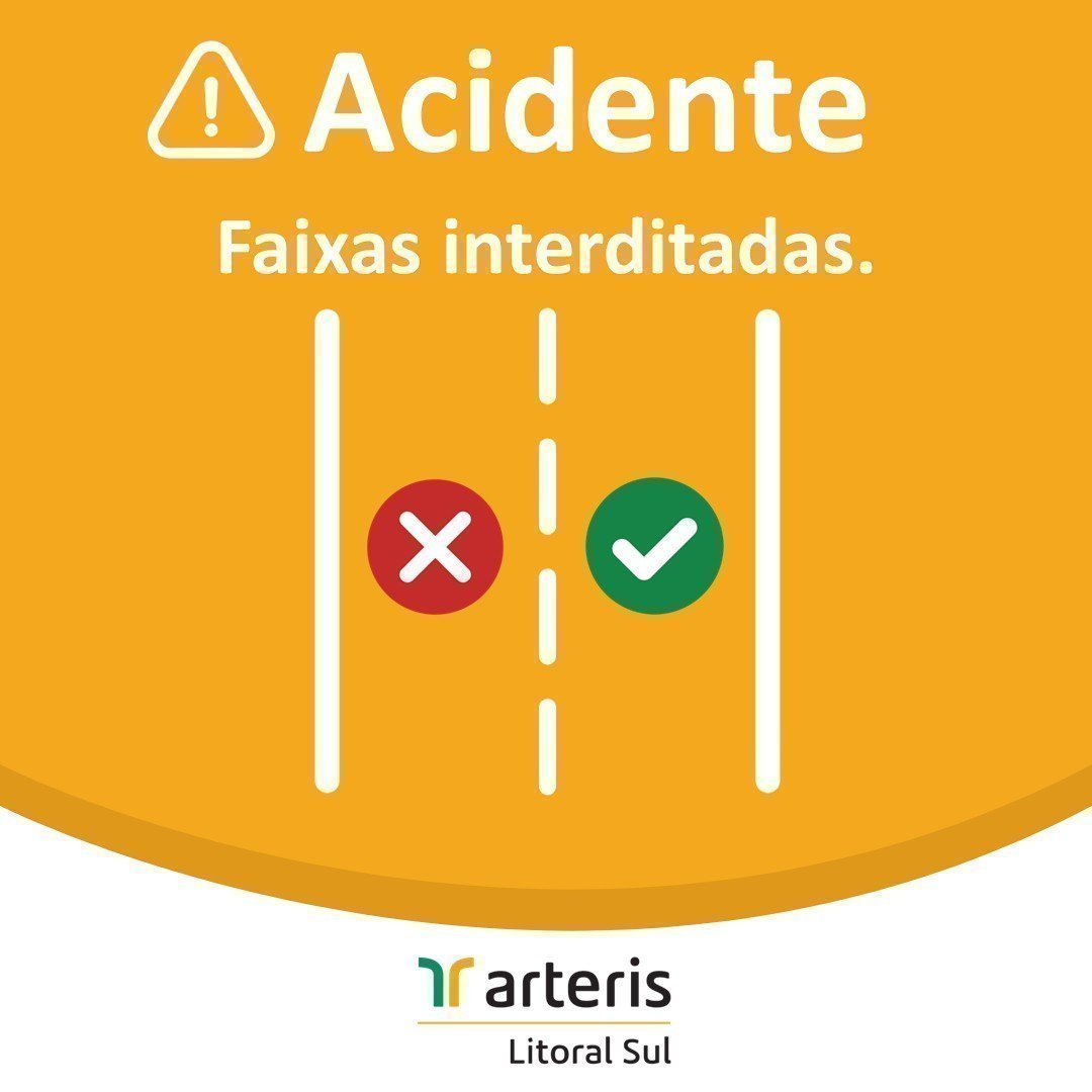 ⚠️Atenção!⚠️

Acidente no km 82,7 da BR-101/SC, em Barra Velha/SC, interdita a pista sentido Curitiba.

✅Desvio de fluxo no local!
🚗Fila de 3 quilômetros.

Equipes da concessionária atuam para fazer a liberação total da via.