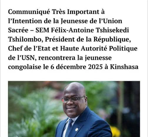 KevinSubula's tweet photo. @fatshi13 06 décembre, la jeunesse du Haut-Katanga se mobilise, mais réclame aussi.  
Le Gouverneur fédérateur doit revenir pour que la jeunesse retrouve sa boussole et sa force collective.   #RetourDuGouverneur https://t.co/UecaXJSjHa