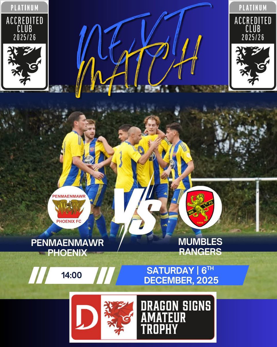Up Next for our 1sts we welcome <a href="/mumblesseniors/">Mumbles Rangers</a> to Cae Sling for a last 16 FAW Amateur Trophy fixture. 

Get yourselves down and help the lads get over the line 💪

#PPFC #Amateurtrophy #OneClubOneCommunity