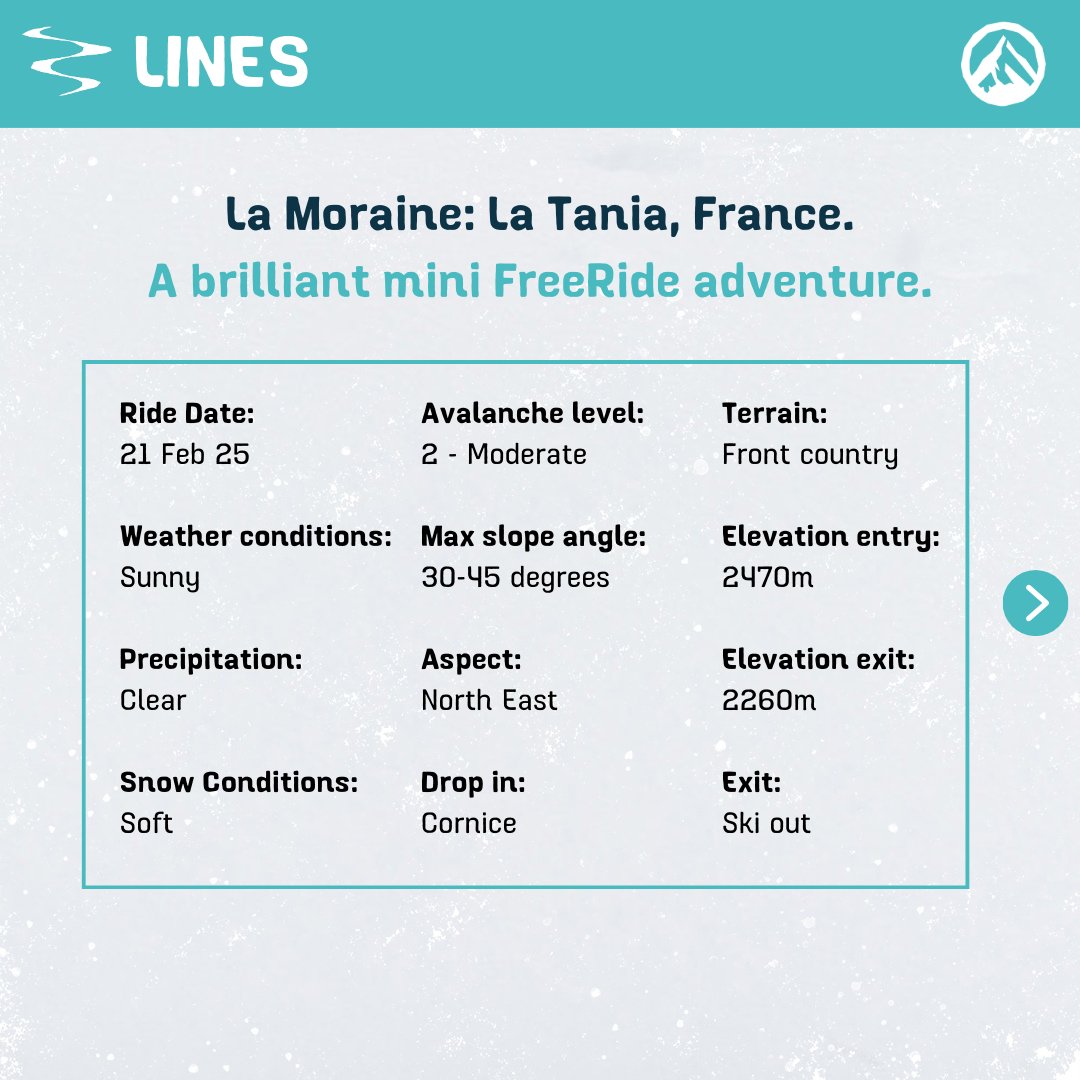 FreeRideRep's tweet image. 🏂⛷️ Discover new FreeRide lines with FreeRide Republic.

🏔️ Our community-curated intel ensures you’re always in the know.

❄️ Today we feature: La Moraine, La Tania, France.

🔗 freeride-republic.com/rides/la-morai…

#Skiing #Snowboarding #FreeRide #3Vallees