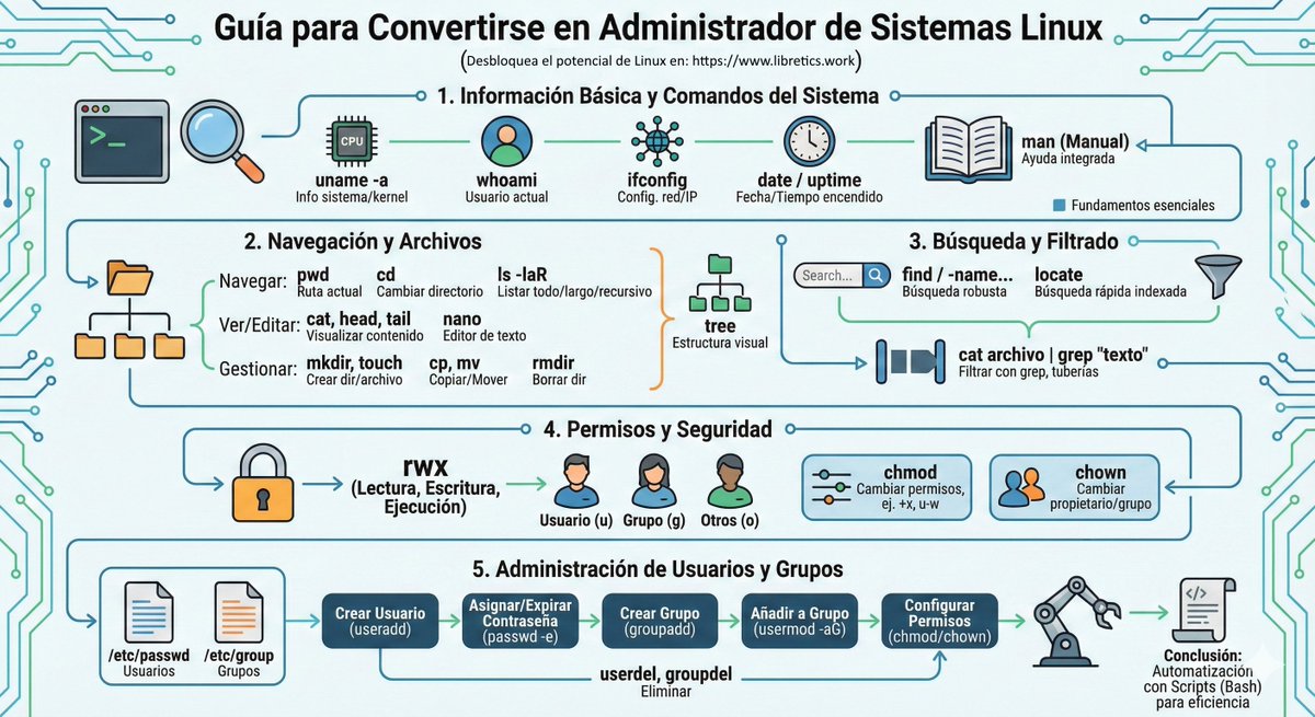 libretics's tweet image. Guia para convertirse en Administrador de Sistemas #Linux #SysAdmin