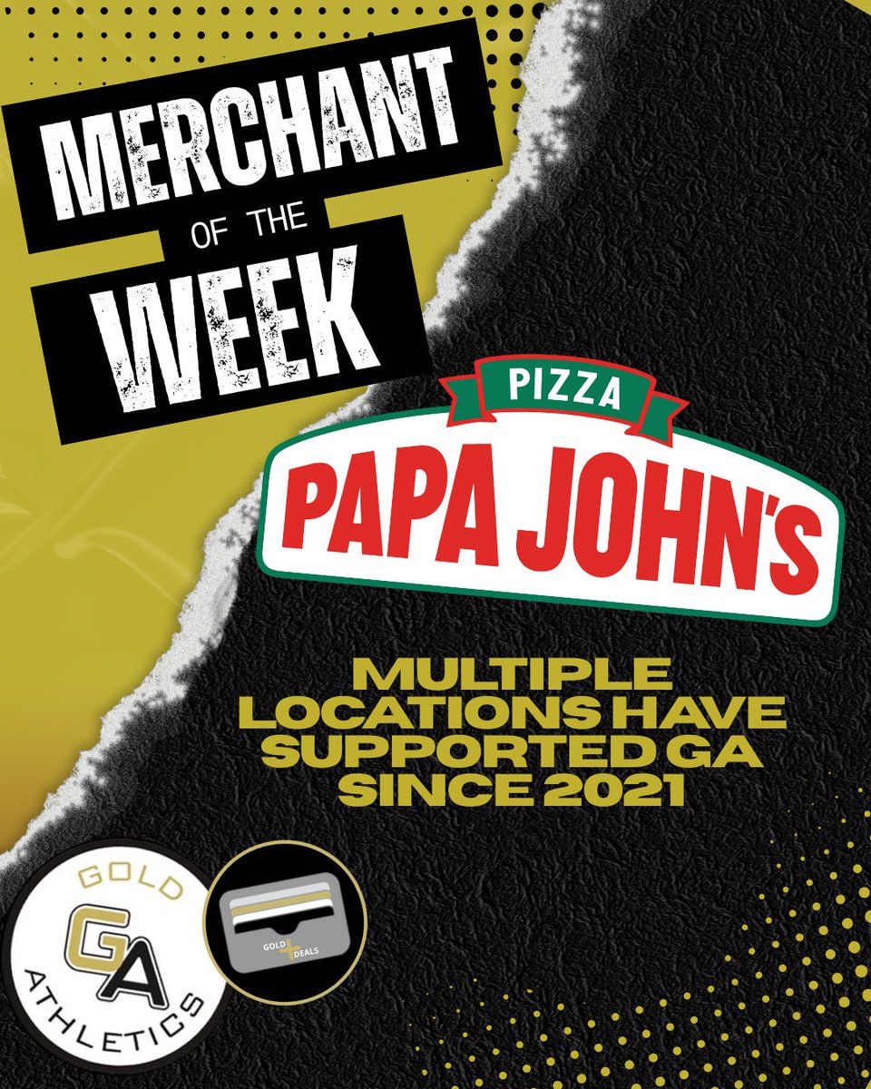 Merchant of the Week: <a href="/PapaJohns/">Papa Johns</a> 🍕

Papa John’s has been a proud GA merchant since 2021, offering an unbeatable 30% discount to supporters across PA, MD, OH, and MA! 🙌

Open the <a href="/golddealsplus/">GoldDeals+</a> app and head to Papa John's today!!

#GAMerchoftheWeek #GoldDealsPlus #GoldCard