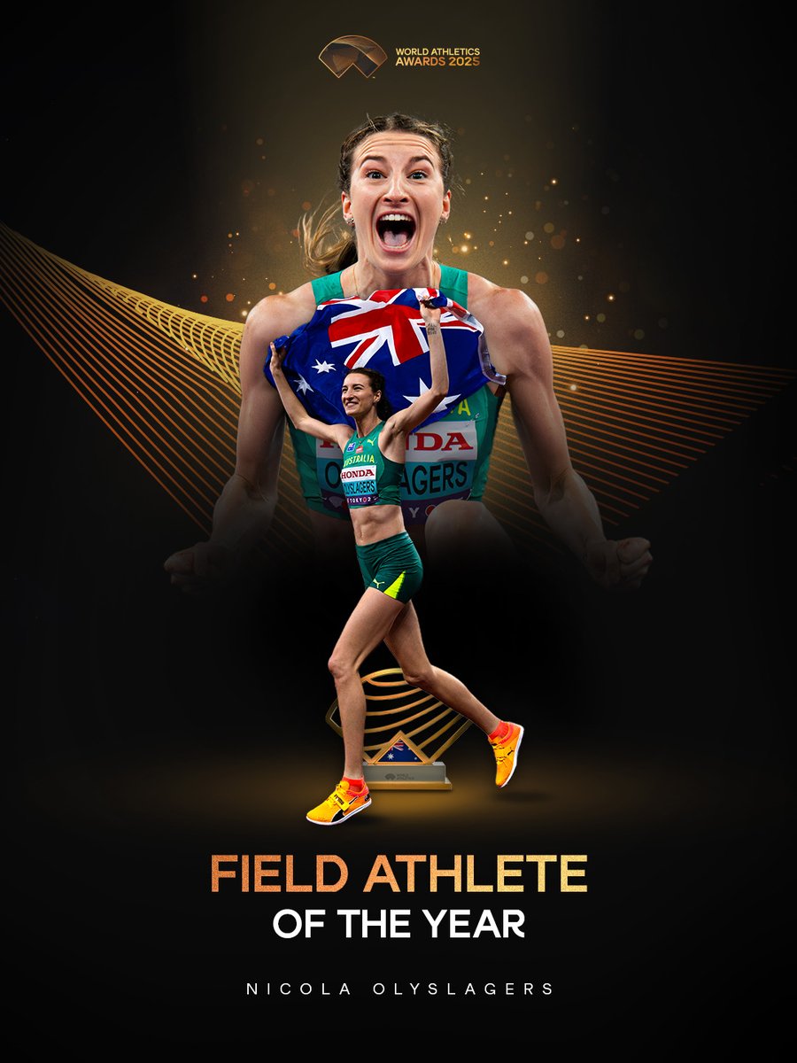 WorldAthletics's tweet image. Female Field Athlete of the Year Winner 🏆

🇦🇺’s Nicola Olyslagers is your Female Field Athlete of the Year 🤩

#AthleticsAwards