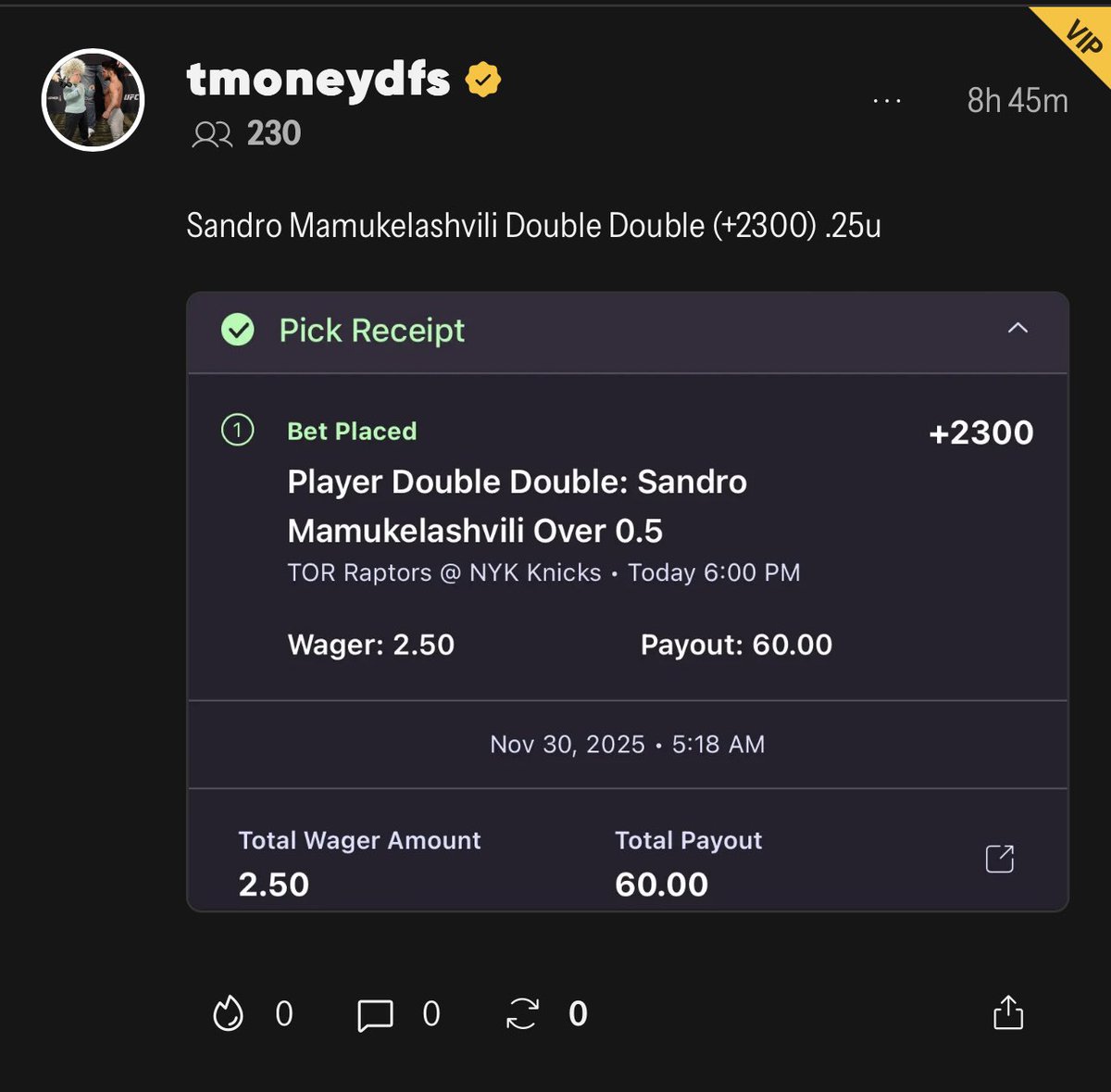 Nuked Mamu props last night for VIP over on <a href="/Tails_Picks/">Tails</a> 🤝