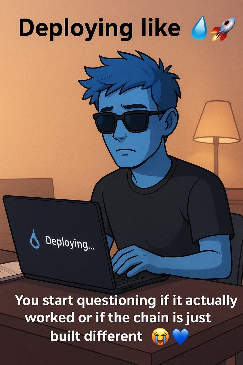 valgo001's tweet photo. Day 20 of #100DaysOfSui

Meme day 😭🚀

Deploying be like 

That moment when you push your Sui smart contract and it deploys in seconds

You start questioning if it actually worked or if the chain is just built different 😭

Sui devs know the feeling 😂 https://t.co/g7nh2DFscb