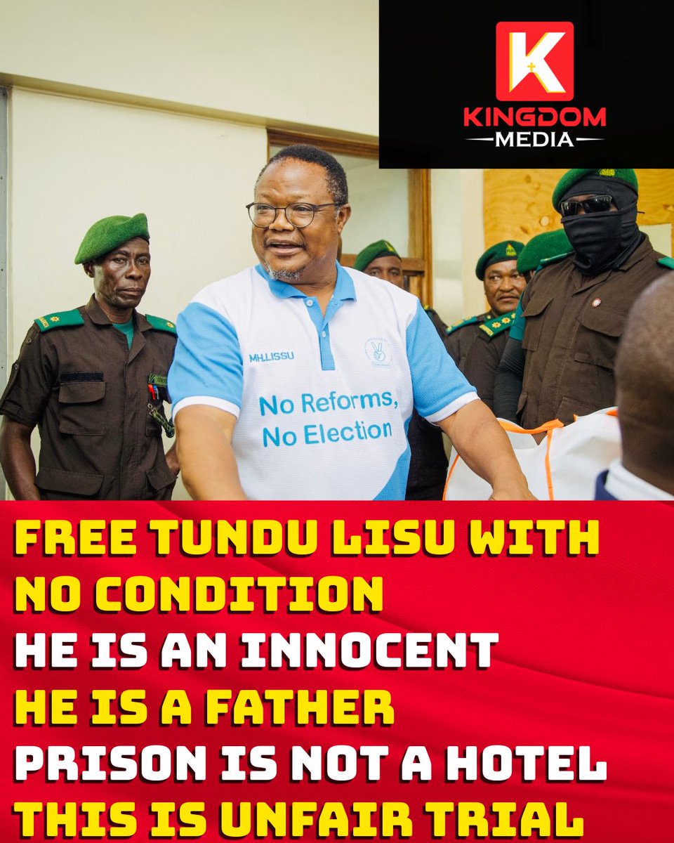 WE ASK THE GOVERNMENT OF TANZANIA 🇹🇿 TO  FREE TUNDU LISU WITH NO CONDITION IMMEDIATELY. 
JUSTICE MUST BE FAIR FOR ALL <a href="/SuluhuSamia/">Samia Suluhu</a> <a href="/ikulumawasliano/">ikulu_Tanzania</a> <a href="/judiciarytz/">Mahakama ya Tanzania</a> <a href="/bunge_tz/">Bunge la Tanzania</a> <a href="/tzrailways/">Tanzania Railways Corporation</a> <a href="/UNHumanRights/">UN Human Rights</a> 
<a href="/millardayo/">millardayo</a>