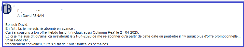 DR__Bourse's tweet image. Nouveau mail d&apos;un client qui a renouvelé son abonnement 👇
