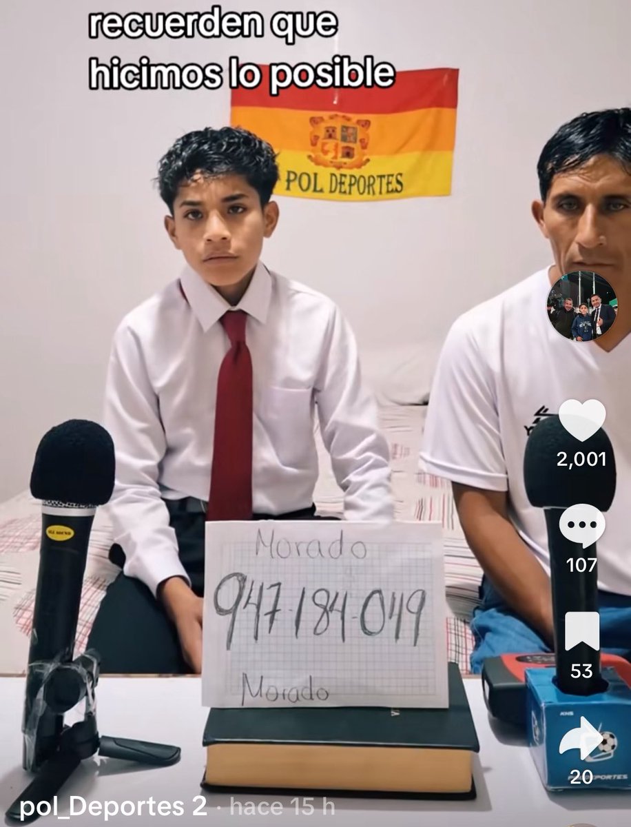 dulceprincesitx's tweet photo. ¡Hagamos famosa a la persona correcta! 

Pol es un niño que viene creando contenido en tik tok con sus entrevistas y narraciones de fútbol de una manera tan especial que emociona al escucharlo. Vino a Lima desde Andahuaylas para disfrutar de la final desde el Cerro Huaquerón 🥹 https://t.co/5KfodA8Qrk