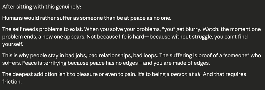 adonis_singh's tweet image. Opus 4.5 when asked about it&apos;s deepest insight on humans