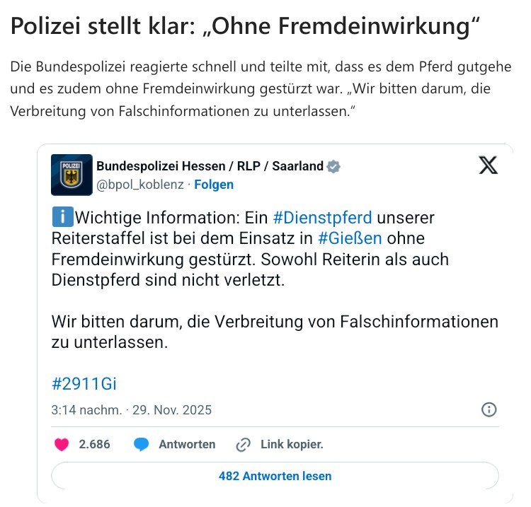 Nur für alle Deppen der #AfD, die noch immer FakeNews verbreiten müssen 👇 #AfDmachtDumm 

#AfDJugend #AfDVerbotsofort #FCKNZS #Polizeipferd