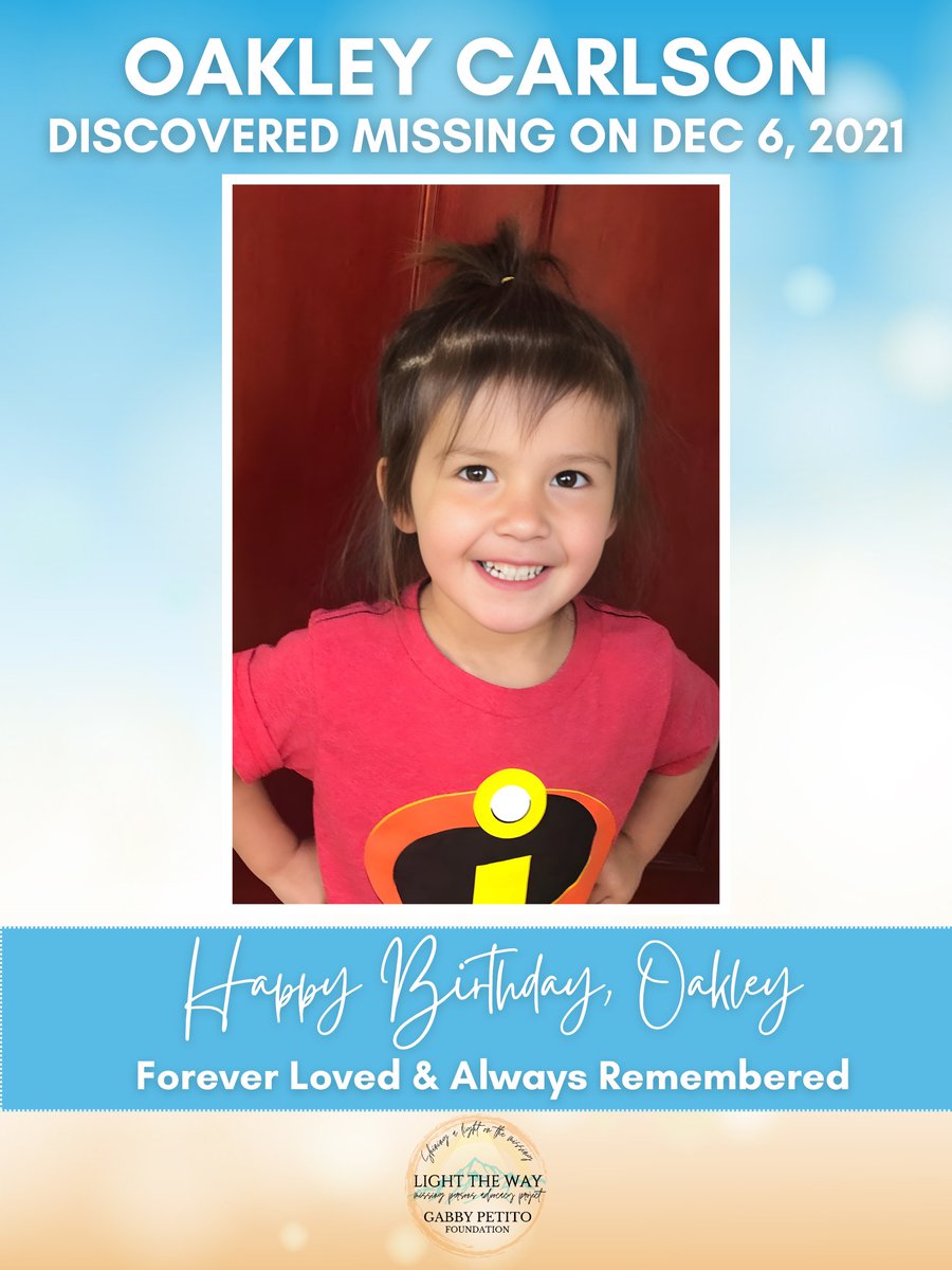 Join us in wishing Oakley Carlson a happy 9th birthday🩷

Oakley has been #missing from Grays Harbor County, #Washington, since she was discovered missing by law enforcement on her 5th in December 2021.

Described by her true loved ones as bright, joyful, and full of imagination,