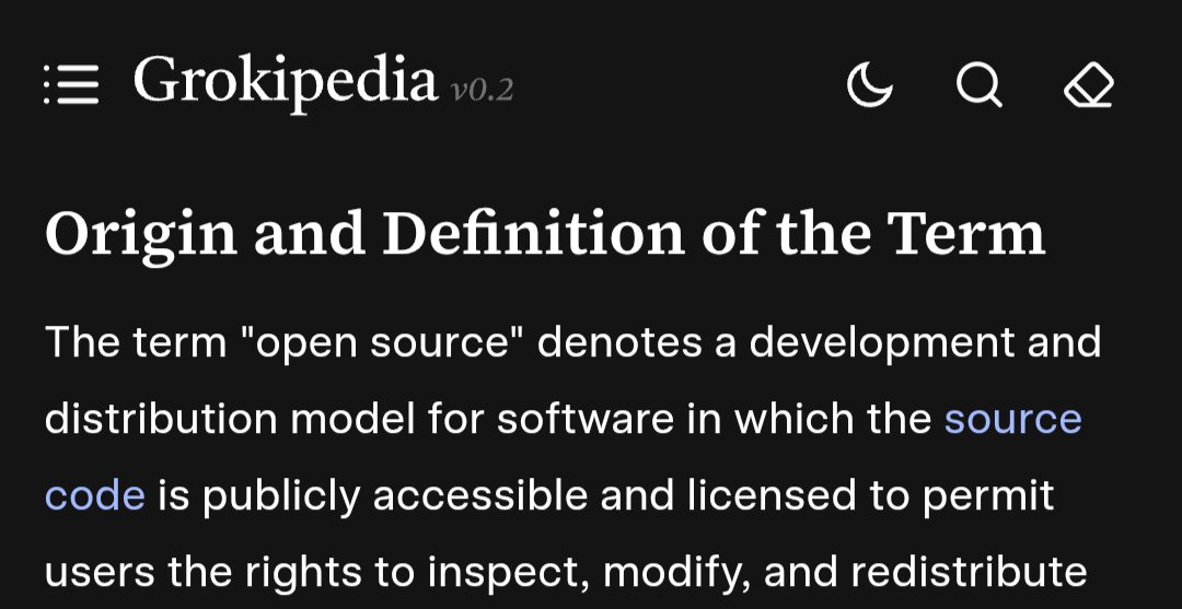 BenjaminDEKR's tweet image. Grokipedia explains that Open Source means open source (code) software