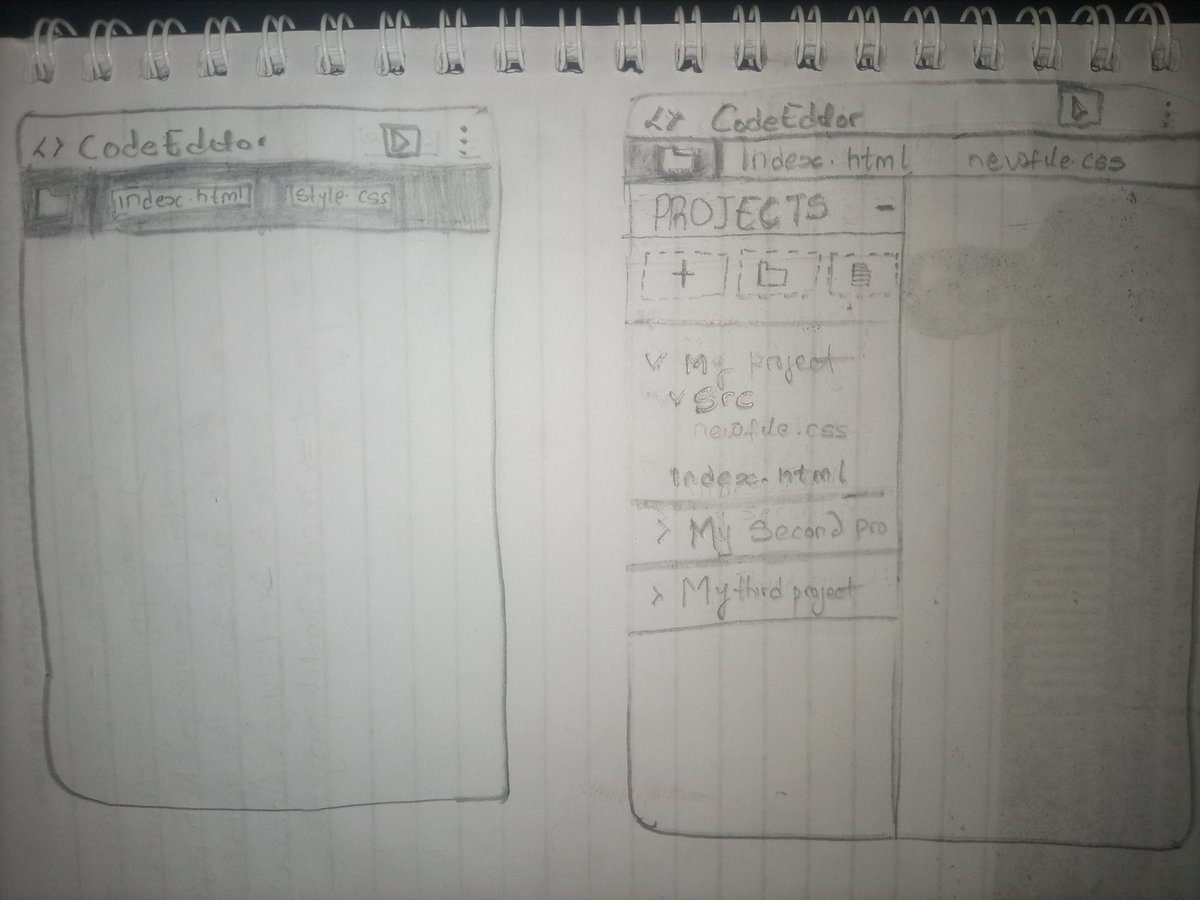 J_Tara_'s tweet image. I had this crazy idea for my web IDE and decided to sketch it out. Only for reality to hit me like, “Girl, how exactly are you going to implement this?” 😂
Anyway, here’s the design I came up with. Hopefully I get to make it functional.