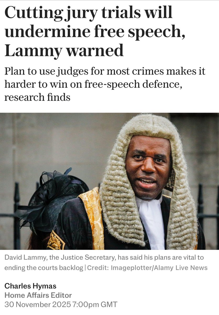 SpeechUnion's tweet image. Cutting jury trials will undermine free speech.

The Deputy Prime Minister’s plans are the biggest assault on our liberties in 800 years.

Research by the Free Speech Union shows that defendants who justify their actions on free-speech grounds are almost twice as likely to be…