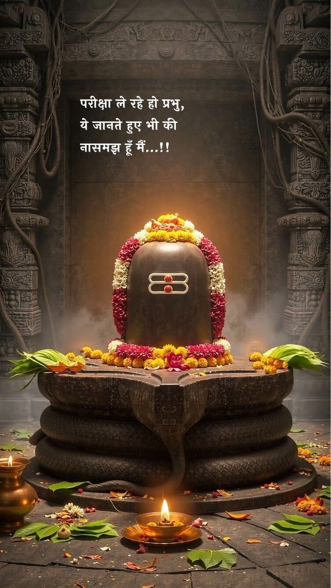 परीक्षा ले रहो हो प्रभु,ये जानते हुए भी कि नासमझ हूँ मैं..!?

प्रातः कालीन महादेव का आशीर्वाद लीजिए 

हर हर महादेव ! जब सब कुछ खो जाता है, तब महादेव जोड़ देते हैं ।

ॐ नमः पार्वती पतेय हर हर महादेव