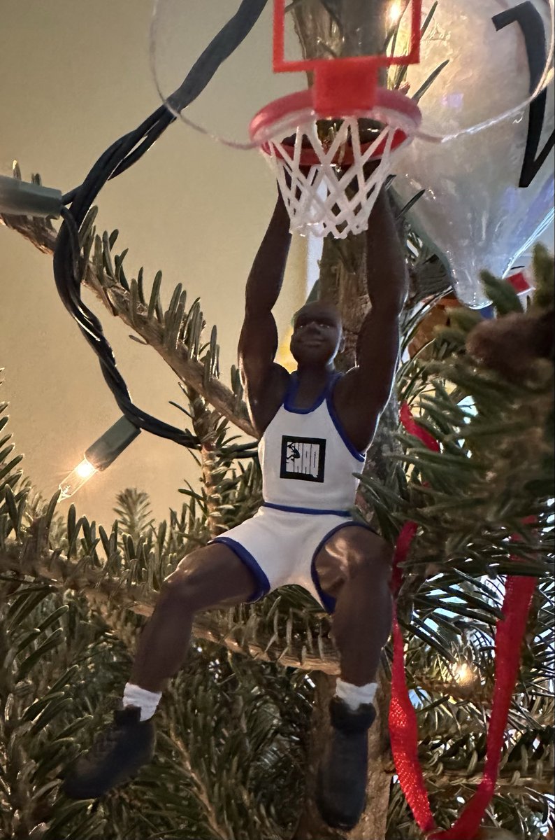 Junk Wax Christmas Stuff: 1995 Hallmark Shaquille O’Neal ornament card! I got this ornament when I was 14 and still hang it up, now on my family tree! Do yall remember the card that came with it? Take it home for $4 and add to your collection! #junkwax #basketballcards