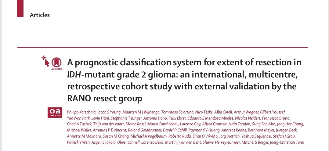CTuscanoMD's tweet image. The new RANO resection classes redefine IDH-mutant grade 2 gliomas: every cm³ of residual tumor reshapes prognosis. Supramaximal surgery isn’t just technique — it’s biology. @TheLancetOncol
#radonc