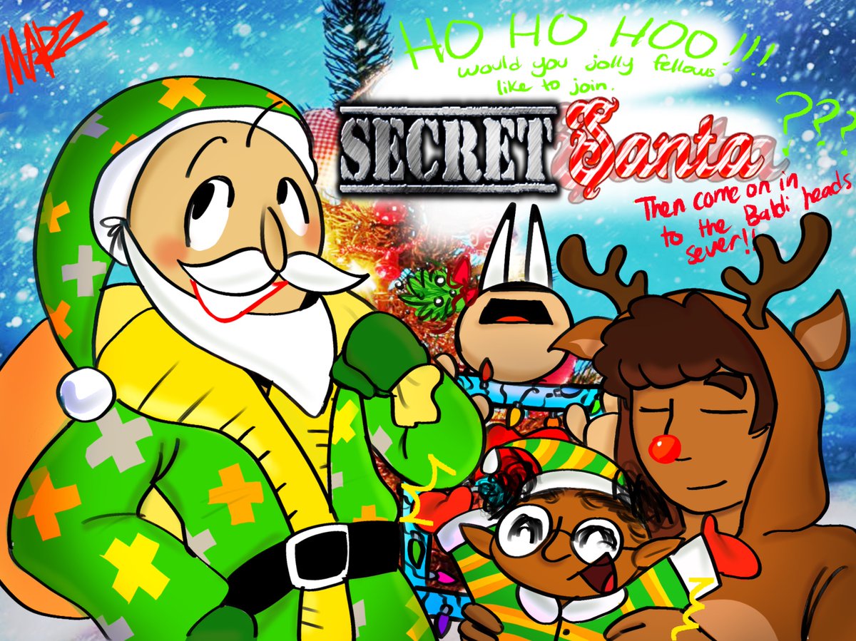LofiPop4's tweet image. ITS ALMOST TIME TO SPREAD SOME JOY!!! 
the joyous server link is in the comments !!!🎅🎅
#Baldisbasics #bbieal #secretSanta
