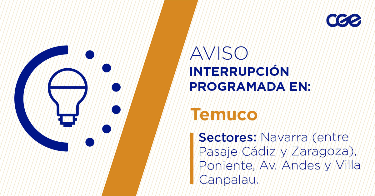 CGE_Clientes's tweet image. Para mejorar la calidad del suministro de nuestros clientes de #Temuco, este martes, entre 14:00 y 18:00 horas, se realizará una #InterrupciónProgramada (sectores en la imagen 👇) debido a trabajos de mejoras. Recuerda desconectar tus artefactos 🔌