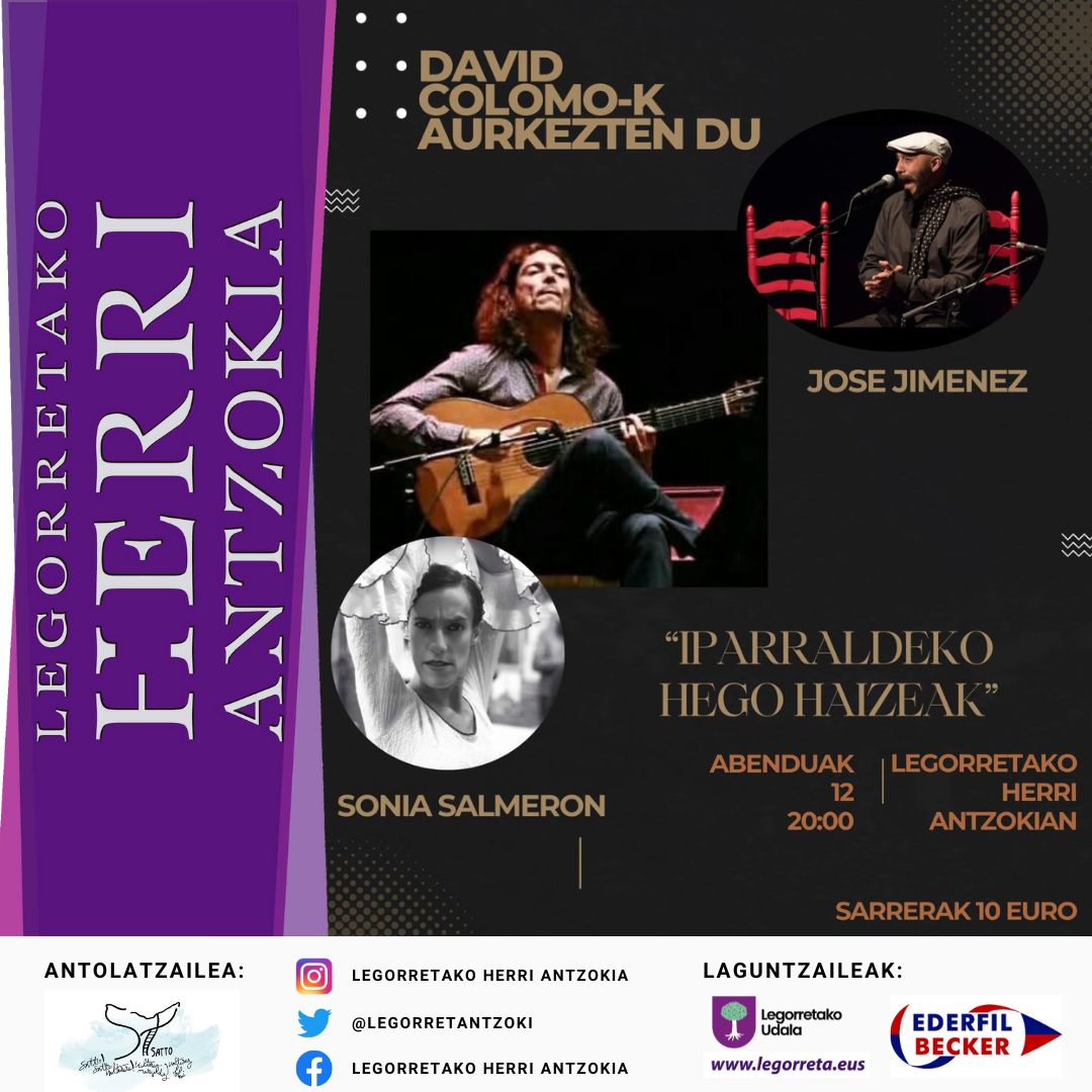 Abenduaren 12an David Colomo izango dugu antzokian "Iparraldeko hego haizeak" flamenko saioarekin