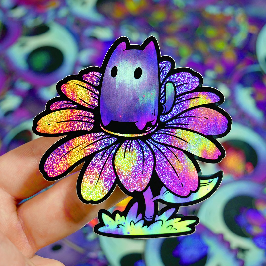 SeanKeetonArt's tweet photo. I just dropped this holographic cat-themed sticker pack. Get it through the link in my bio! 

And remember it's Black-Cat Friday so everything is 20% off. https://t.co/1Wk5V79m3h