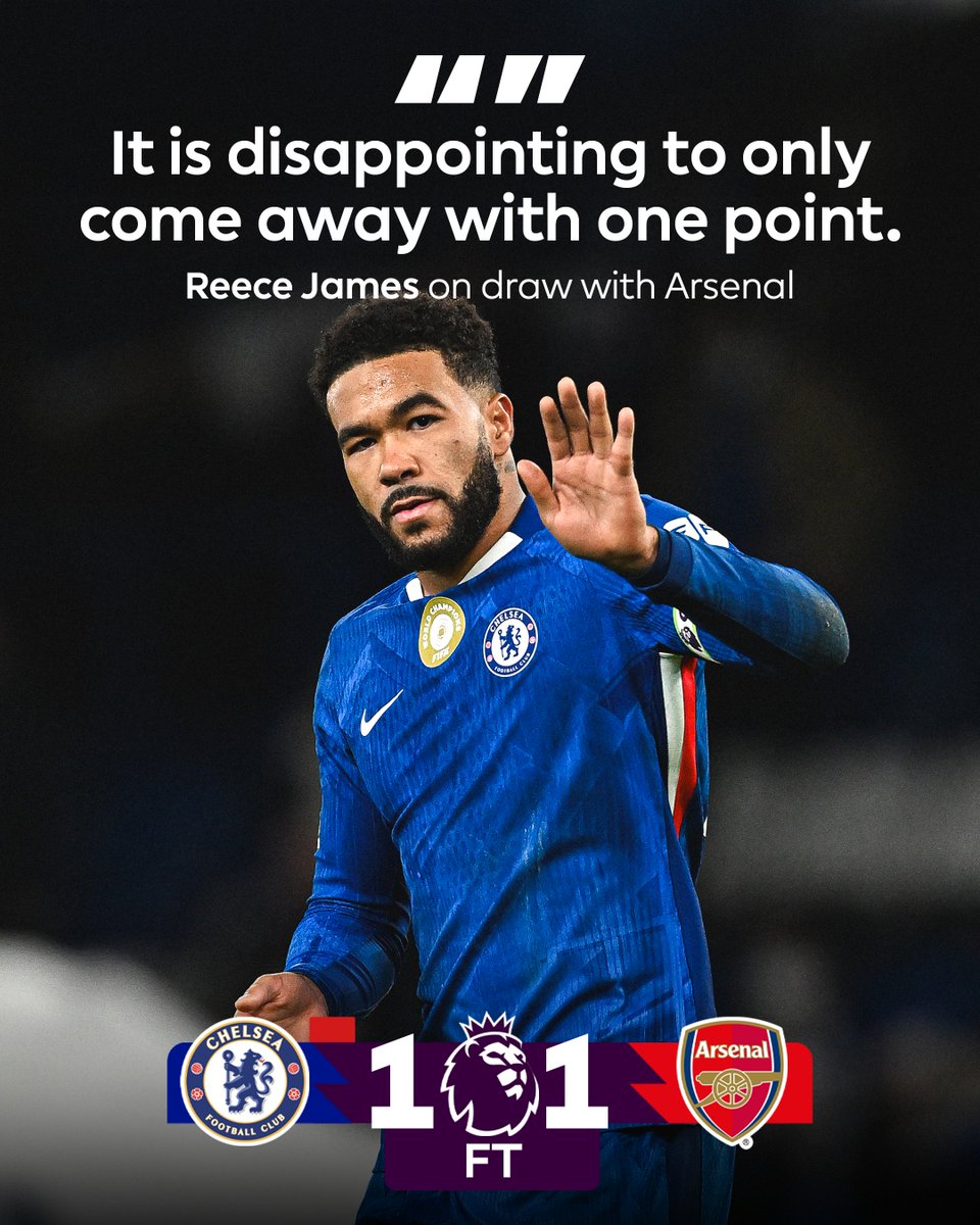 premierleague's tweet image. A point gained but still a disappointing result for Reece James 🗣