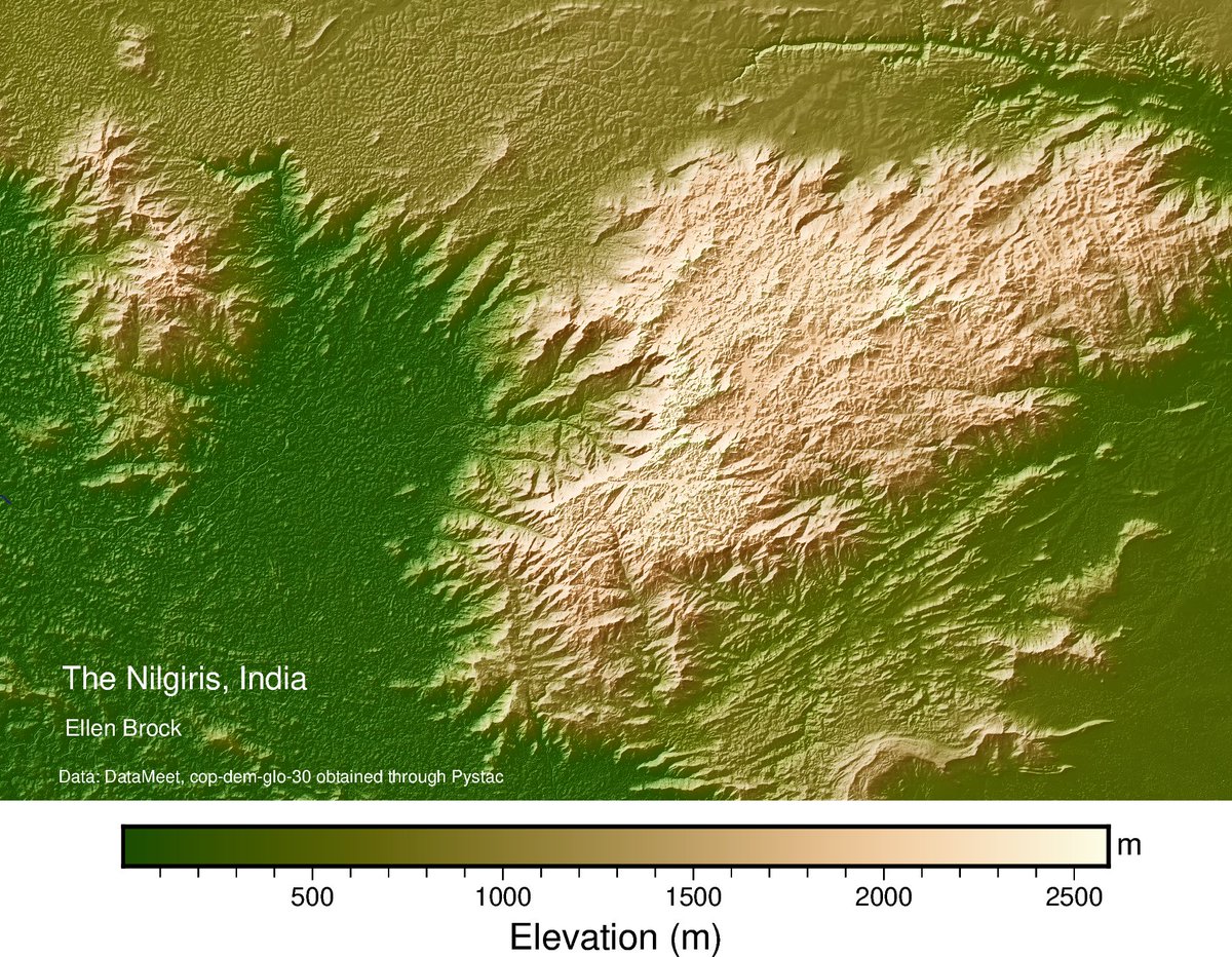 #30daymapchallenge - day 29 + 23 - raster +  process- done completely in Python using pystac to pull the dem (cop-30m), rioxarray to process the data and PyGMT to get the 3D feel. code: tinyurl.com/ye22ufvw