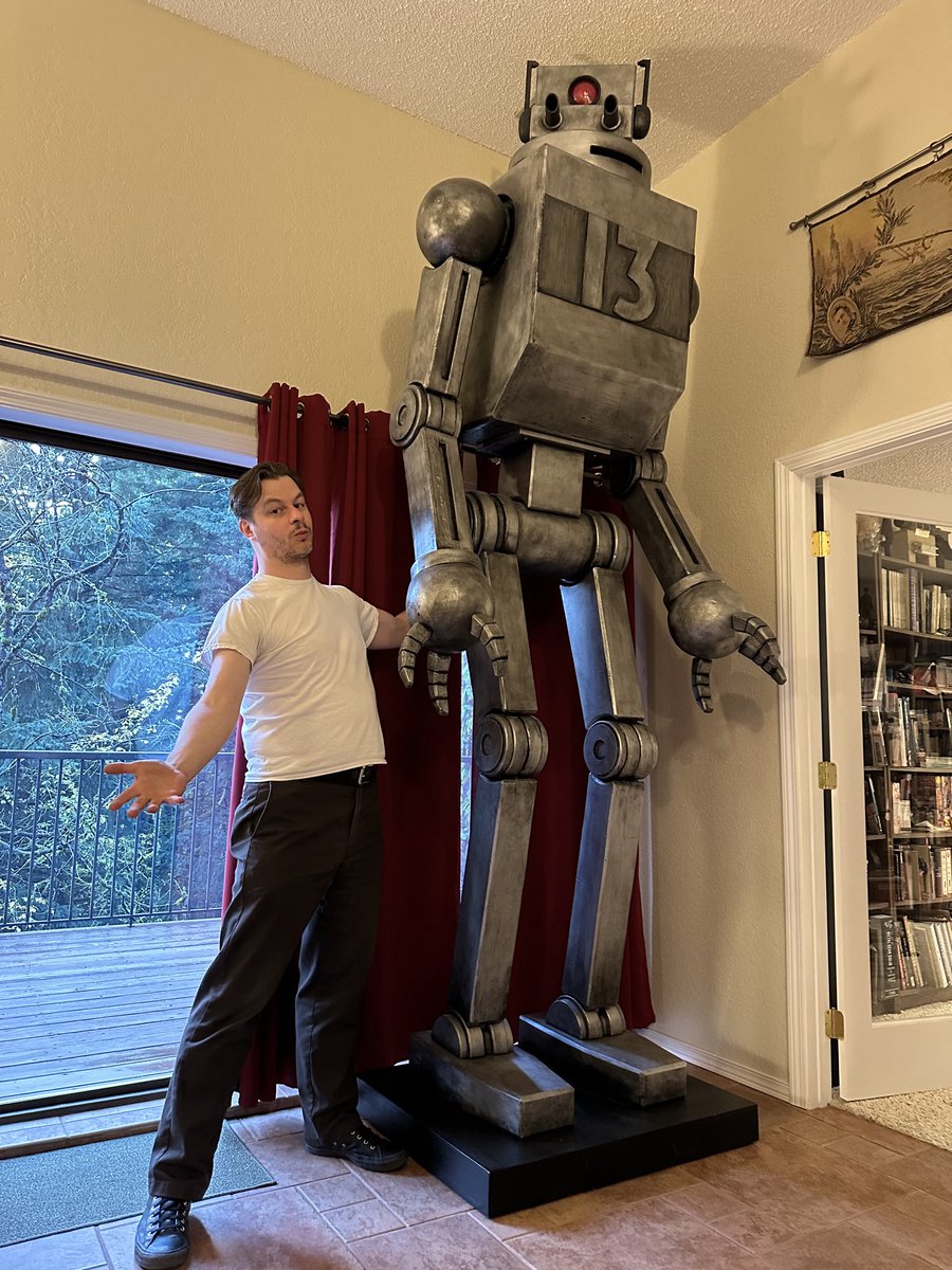 The supremely talented <a href="/NickDerington/">Nick Derington</a> with the Max Fleischer SUPERMAN robot he built from scratch in his garage! Insane! His home studio is a wonderland of his hand-made creations…he can do so much more than draw comics at a top level! More pics soon! felixcomicart.com