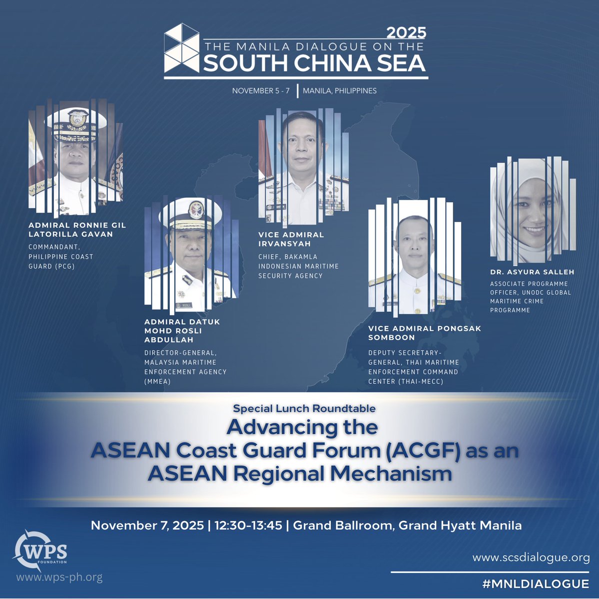 wps_ph's tweet image. #MNLDialogue Recap:
Nov. 7, 2025   

Special Roundtable Discussion: Advancing the ASEAN Coast Guard Forum (ACGF) as a Regional Mechanism
Sponsored by UNODC - United Nations Office on Drugs and Crime (@UNODC)  

This roundtable convened senior maritime law-enforcement leaders to…