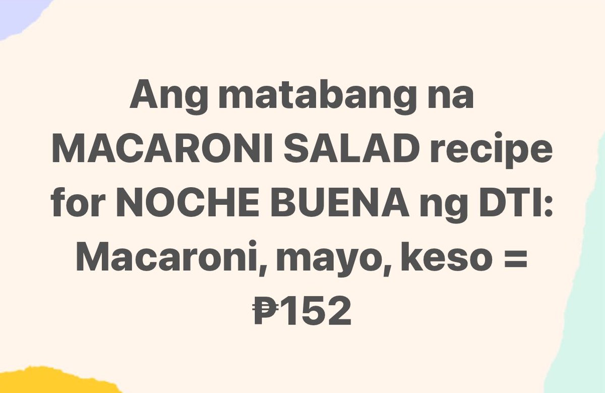 Ang matabang na MACARONI SALAD recipe for NOCHE BUENA ng DTI