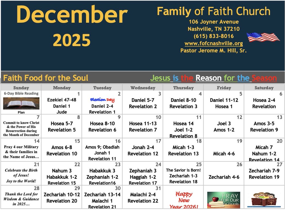 JesusIsDaTruth's tweet image. Check out the new 6-day Bible Reading Plan for December 2025. We would love for you to join us with our new 6-day Bible Reading Plan for 2025. Make a commitment to be Bible Reading Strong in 2025! Reading the Bible is a joyful habit in 2025 😀📖🙏🏼🔥✝️