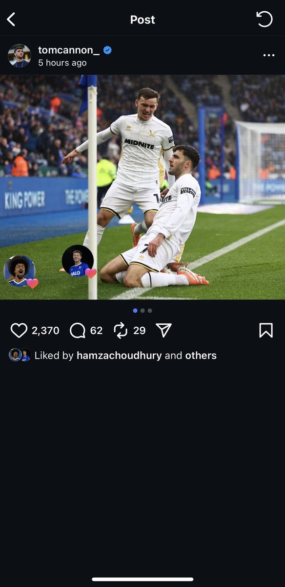 LestahLuke's tweet image. Why the fucks hamza liking his post? Am i being petty or should you not like post of man who’s pictured celebrating scoring against your club who lost? The other players seem brain to not like this one #LCFC