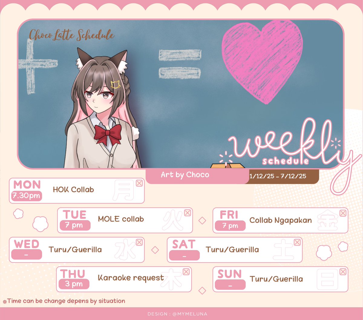 ChocoLatteCh_'s tweet photo. Choco Latte Schedule for this week~! ❤️🍓🍫   https://t.co/am6CHMWK9O 【#Chocolattags】 
❥ General : #Chocolattech
❥ Arts : #Gambaratte
❥ Memes : #Chocomedy
❥ Cover : #Chocover
❥ Collab : #Chocollab
❥ Live : #ChocOnAir / #ChocoLive
❥ Games : #Chocogames❥ Clip : #ChocoClip https://t.co/b0sUaYMJQ6