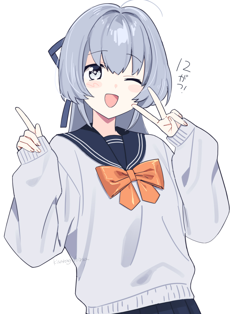 ksrg_17's tweet image. 冬セーラーにオレンジ色のリボン。