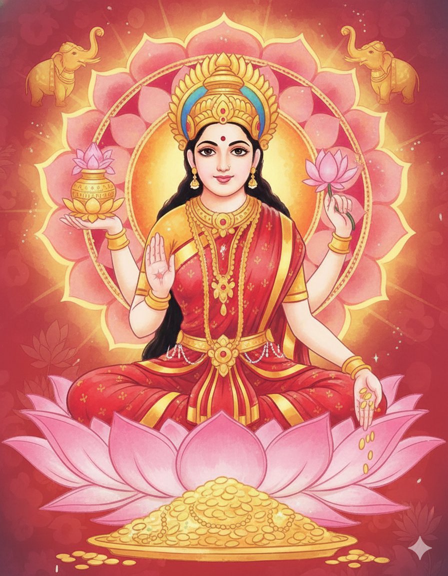 माता लक्ष्मी,..🚩💥🌿
 हिंदू धर्म की प्रमुख देवी हैं, जिन्हें धन, संपत्ति, शांति, समृद्धि और सौभाग्य की देवी माना जाता है। वह भगवान विष्णु की पत्नी हैं और त्रिदेवियों (पार्वती, सरस्वती और लक्ष्मी) में से एक हैं।
उत्पत्ति: माता लक्ष्मी क्षीर सागर मंथन से प्रकट हुई थीं, इसलिए