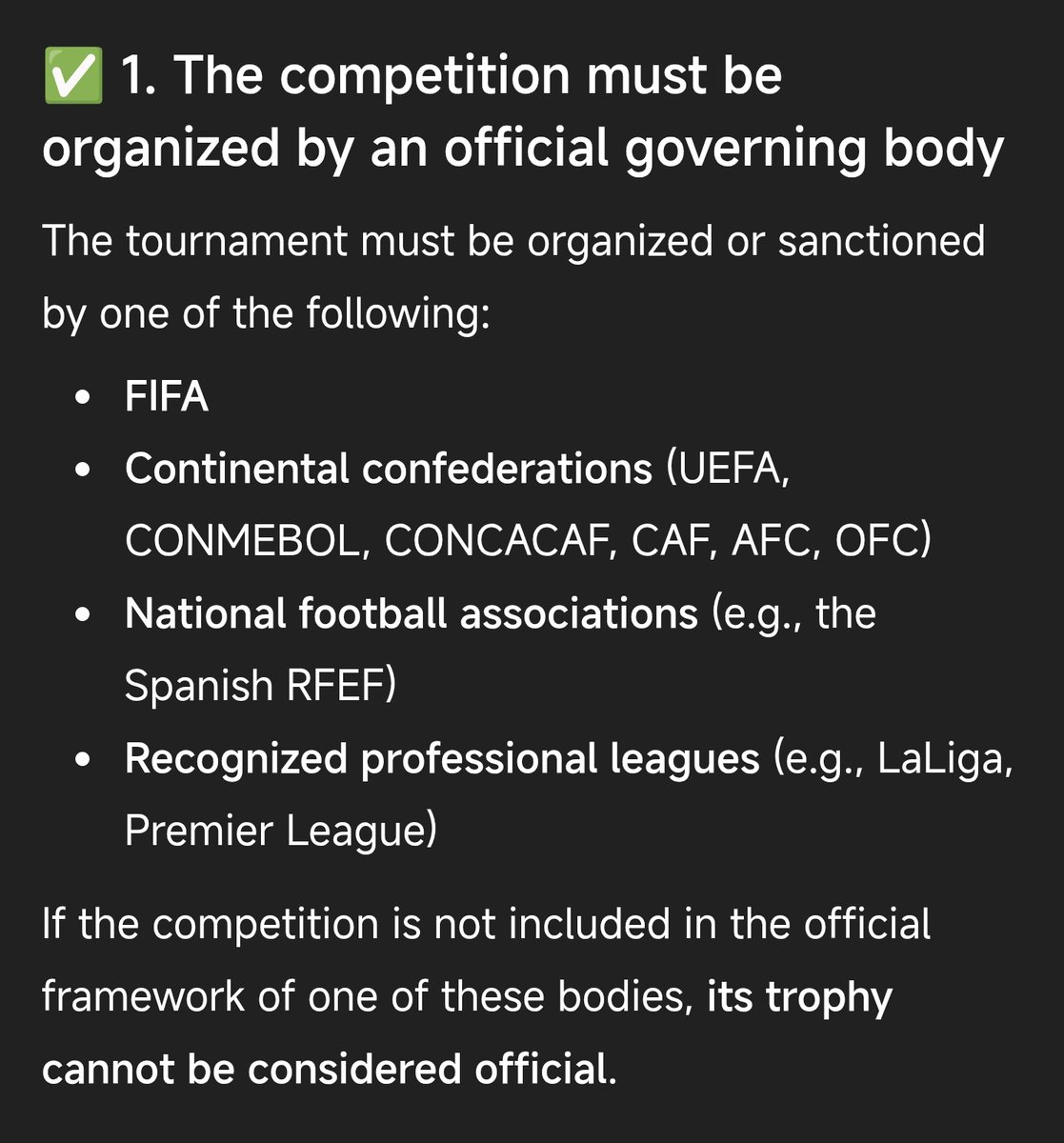 michelac0sta's tweet image. 🚨 USEFUL INFORMATION 🚨

What conditions must a football trophy meet to be considered OFFICIAL?

[ A thread ]