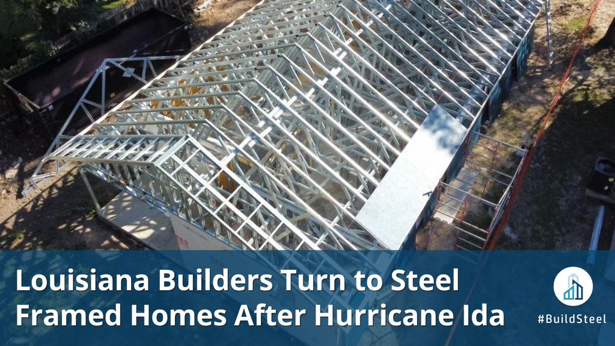 buildsteelorg's tweet image. Resilient housing is a priority in Louisiana. After #HurricaneIda , the South Central Planning &amp;amp; Development Commission invested $4.5M to build stronger homes framed with steel.
ow.ly/2mKQ50XyK95 
#BuildSteel #CFSteel #SteelFraming #Hurricanes #Housing
