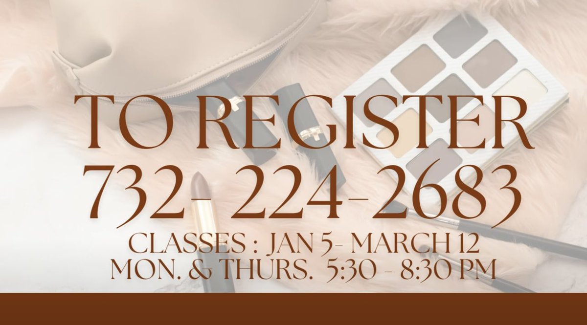 DWSchoner's tweet photo. Registration is open for Intro to Hair and Makeup New Jersey Film Academy at Brookdale Community College in Lincroft, NJ 

January 5- March 12
Monday &amp; Thursday 5:30- 8:30 pm

#njfilm #njfilmstudents #njmakeupschool #njbeautyschool #njmakeup #njmakeuplessons https://t.co/TRQcKMeLiD
