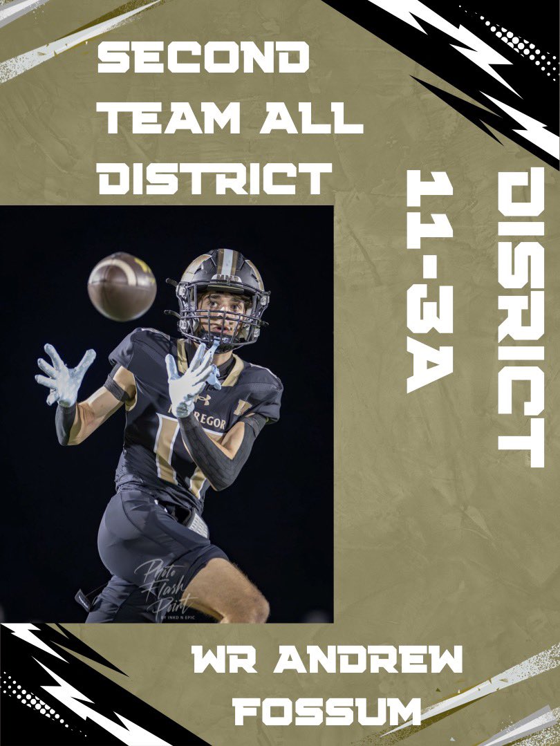 Shout out to Andrew Fossum!  2nd Team All-District WR!

#MMP
#MakeMcGregorProud