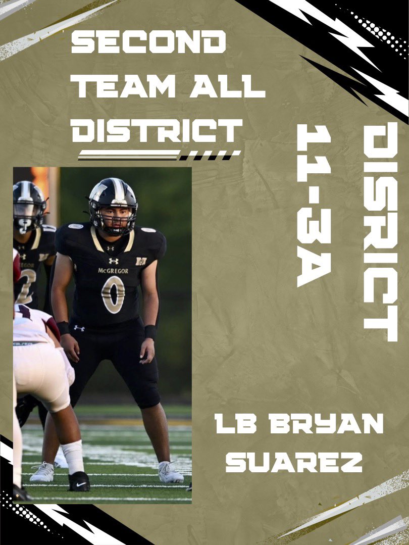 Bryan Suarez…Congrats on being 2nd Team All District LB!!!

#MMP
#MakeMcGregorProud